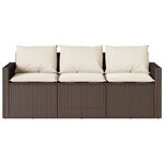 vidaXL Canapé de jardin avec coussins 3 places brun résine tressée