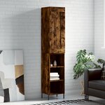 vidaXL Buffet haut Chêne fumé 34 5x34x180 cm Bois d'ingénierie