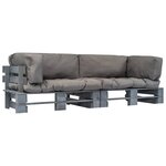 vidaXL Canapés de jardin palette 2 Pièces avec coussins gris Pinède