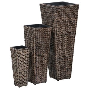 vidaXL Lits surélevés 3 Pièces Jacinthe d'eau Marron foncé