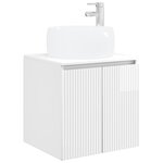 vidaXL Vanité de lavabo mural Blanc brillant 49 5 x 44 5 x 66 cm