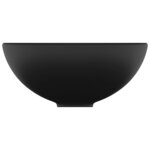 vidaXL Lavabo rond de salle de bain Noir mat 32 5x14 cm Céramique