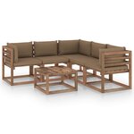 vidaXL Salon de jardin 6 Pièces avec coussins taupe Bois de pin imprégné