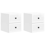 vidaXL Cabinet de chevet mural 2 pièces Blanc brillant