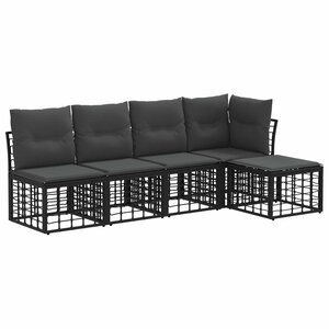 vidaXL Ensemble de canapés d'extérieur Noir Polyester