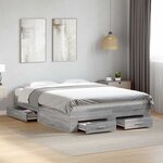 vidaXL Cadre de lit avec tiroirs sans matelas sonoma gris 135x190 cm