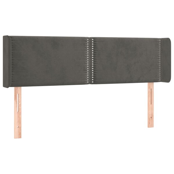vidaXL Tête de lit avec oreilles Gris foncé 147x16x78/88 cm Velours