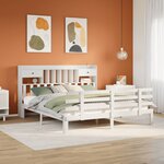 vidaXL Lit bibliothèque sans matelas blanc 180x200 cm bois pin massif