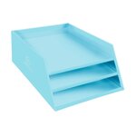 Corbeille À Courrier Combo 3 Niveaux Carton Aquarel - Bleu Pastel - X 4 - Exacompta