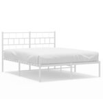 vidaXL Cadre de lit métal sans matelas et tête de lit blanc 120x190 cm