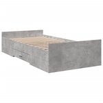 vidaXL Cadre de lit et tiroirs gris béton 75x190 cm bois d'ingénierie