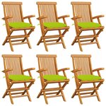 vidaXL Chaises de jardin avec coussins vert vif lot de 6 Bois teck
