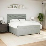 vidaXL Sommier à lattes de lit et matelas Gris clair 180x200cm Velours