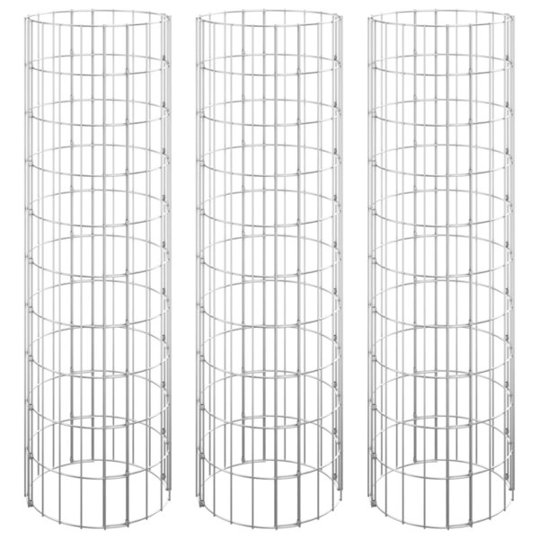 vidaXL Lit surélevé à gabion circulaire 3Pièces Acier galvanisé Ø30x100cm