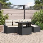 vidaXL Ensemble de canapé de jardin avec coussin 6 Pièces Noir et crème