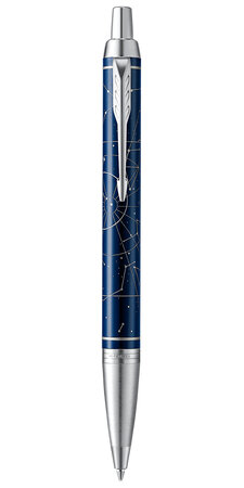 PARKER IM Stylo bille, "Midnight Astral", attributs chromés, Recharge bleue pointe moyenne
