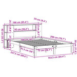 vidaXL Lit bibliothèque sans matelas blanc 160x200 cm bois pin massif