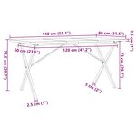 vidaXL Table à manger cadre en X 140x80x75 5 cm bois pin massif acier