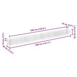 vidaXL Lit surélevé à gabion Acier galvanisé 360x30x30 cm