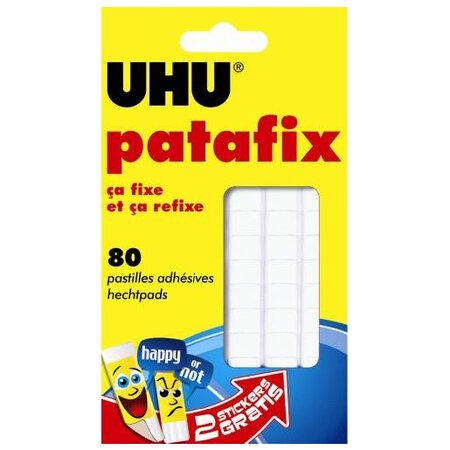 Etui de 80 Pastilles adhésives repositionnable décollable Patafix Blanc UHU