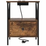 vidaXL Cabinet de chevet avec tiroir Chêne fumé 41 5 x 40 5 x 55 cm