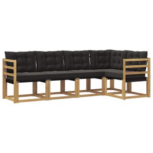 vidaXL Ensemble de canapés d'extérieur 5 pc Blanc et noir