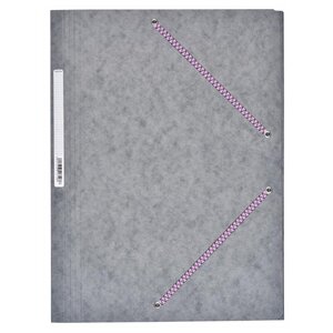 Chemise Carte Lustée 24 x 32 cm à rabats avec élastique et étiquette de dos Gris COUTAL