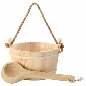 vidaXL Seau de Sauna 2 pièces Marron Bois de pin massif et chanvre