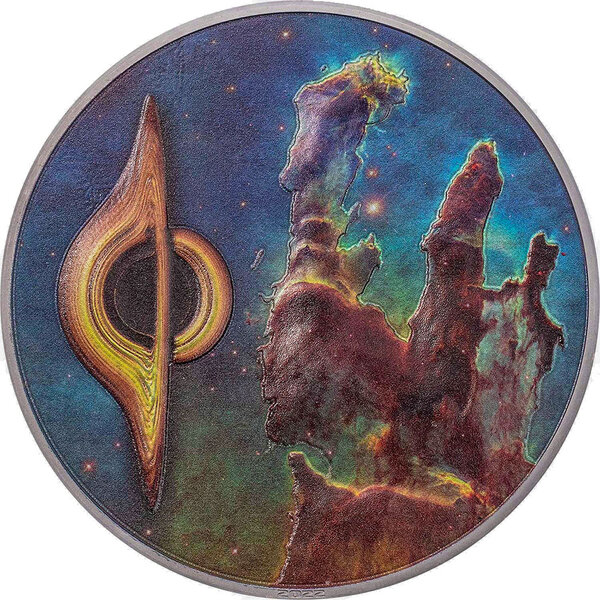 Pièce de monnaie en Argent 20 Dollars g 93.3 (3 oz) Millésime 2022 Space Final Frontier PILLARS OF CREATION AND BLACK HOLE (PRÉCOMMANDE)