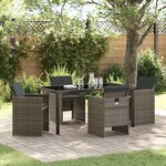 vidaXL Ensemble de salle à manger pour jardin 5 Pièces Gris Poly rotin