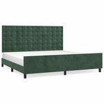 vidaXL Cadre de lit avec tête de lit Vert foncé 200x200 cm Velours