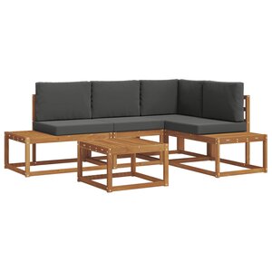 vidaXL 5 pc Ensemble de canapés d'extérieur Naturel et Anthracite