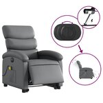 vidaXL Fauteuil inclinable de massage électrique gris similicuir
