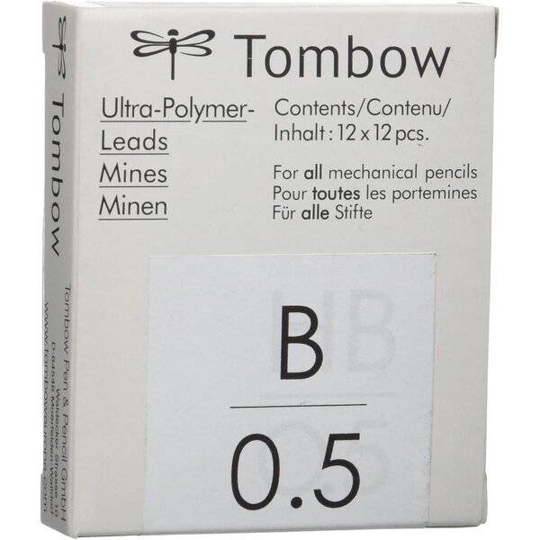 Etui de 12 Mines pour porte-mine pointe calibrée 0 5 mm dureté B x 12 TOMBOW