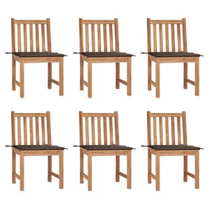 vidaXL Chaises de jardin lot de 6 avec coussins Bois de teck massif