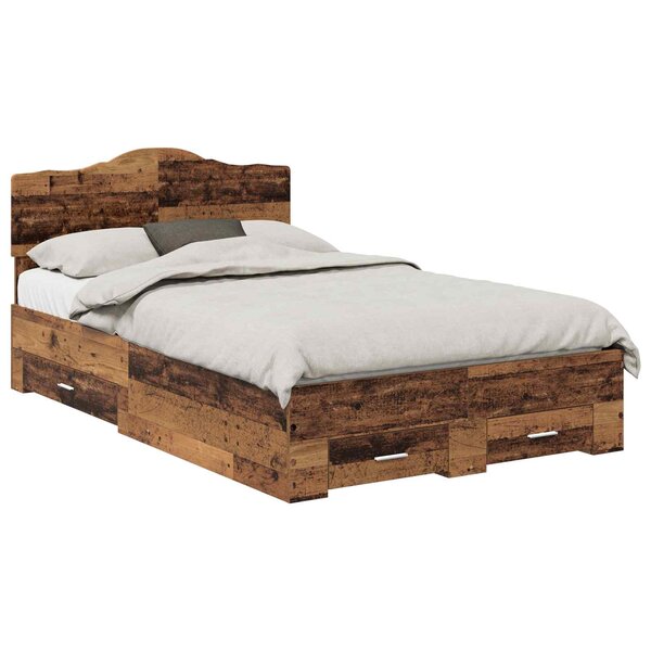 vidaXL Cadre de lit Bois ancien 120 x 190 cm Bois d'ingénierie