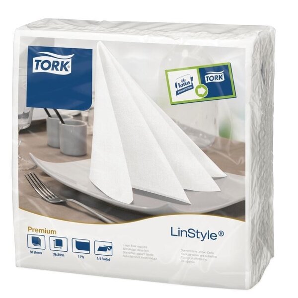 Lot de 600 Serviettes papier blanche 400 mm - tork -  conditionnement  12 paquets x 50 serviettes