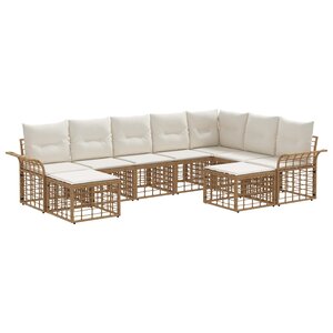 vidaXL Ensemble de canapés d'extérieur 9 pc Blanc Naturel et Crème