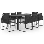 vidaXL Salon de jardin 9 Pièces PVC Résine tressée Noir