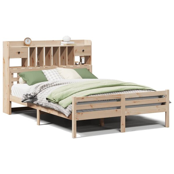 vidaXL Lit bibliothèque sans matelas 140x190 cm bois de pin massif