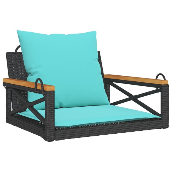 vidaXL Balancelle avec coussins noir 63x62x40 cm résine tressée