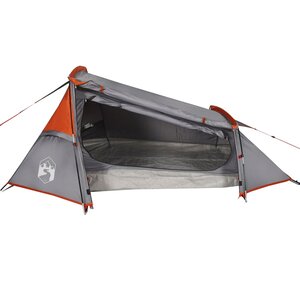 vidaXL Tente de camping tunnel 2 personnes gris et orange imperméable