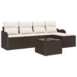 vidaXL Ensemble de canapé de jardin 6 Pièces Marron Poly rotin