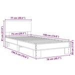vidaXL Cadre de lit sans matelas sonoma gris 75x190 cm
