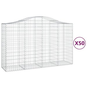 vidaXL Paniers à gabions arqués 50 Pièces 200x50x120/140 cm Fer galvanisé
