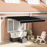 vidaXL Auvent Rétractable Noir 350 x 250 cm tissu