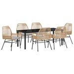 vidaXL Ensemble de salle à manger pour jardin 7 Pièces Marron polyrotin