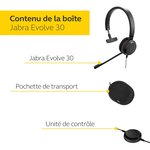 Jabra evolve 40 ms mono headset - casque certifié microsoft teams pour softphone voip avec suppression passive du bruit - câble