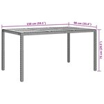 vidaXL Table de jardin pour repas Noir 150 x 90 x 75 cm Poly rotin
