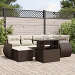 vidaXL Salon de jardin avec coussins 7 Pièces marron résine tressée